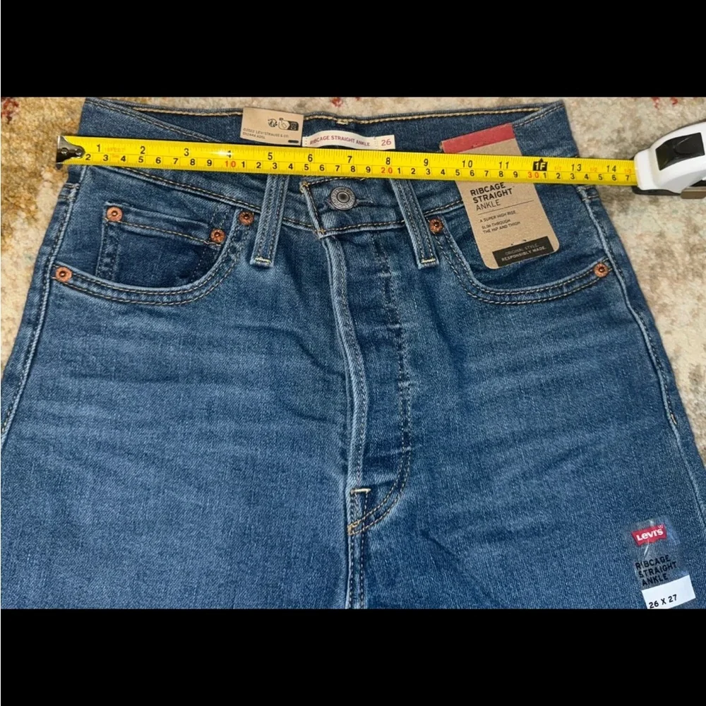 Women Levi Strauss Ribcage Straight Ankle Button Fly High Jeans Levi's Sz 26x27 - Picture 5 of 9